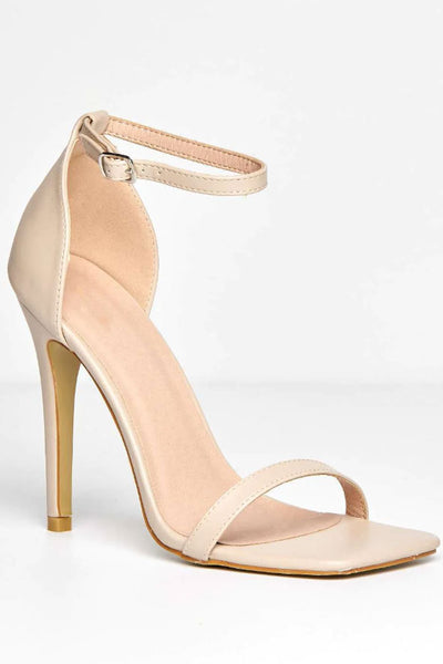 Aveena Ankle Strap Heels in Nude Matt