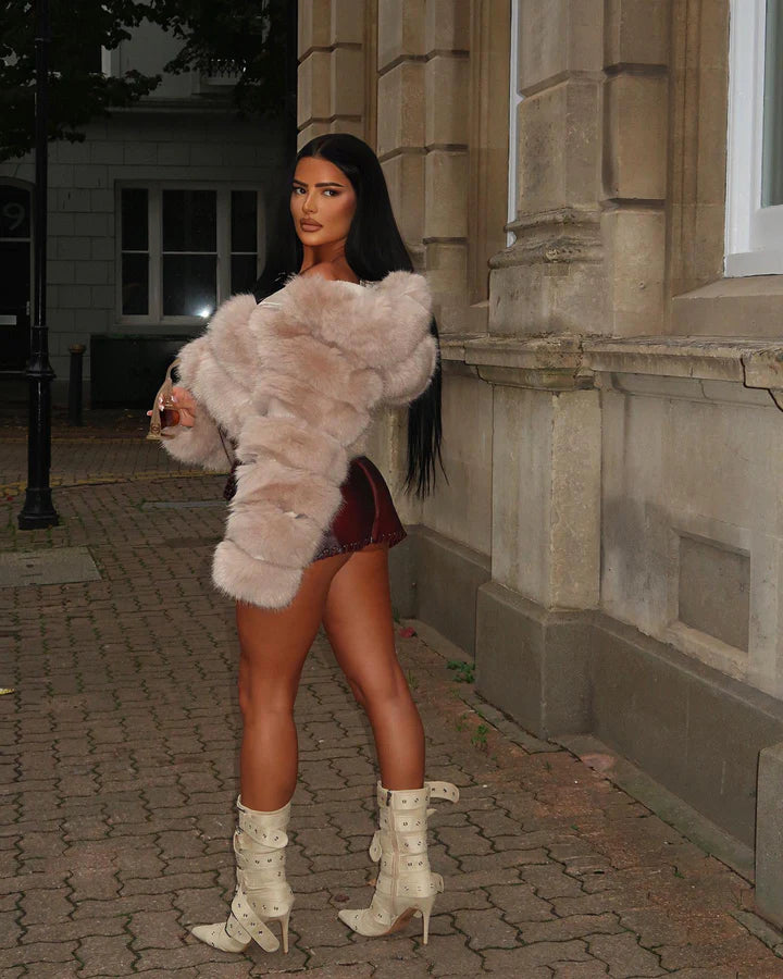 Beige Super Soft Faux Fur Hooded Jacket