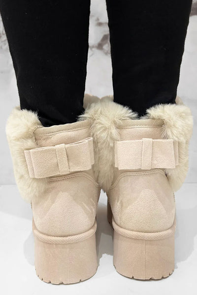 Luxury Cream Faux Fur Lined Ankle Boots