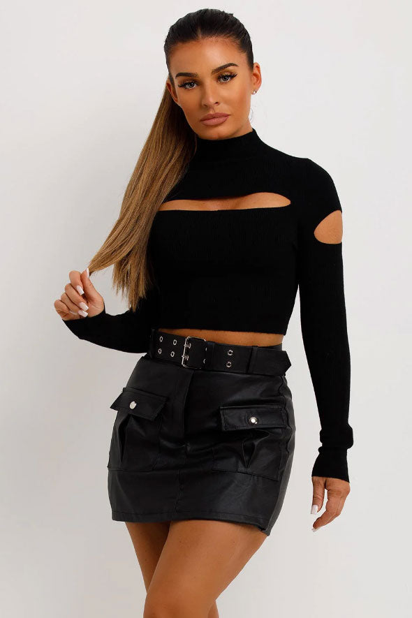 Cut Out Jumper With Long Sleeves Black