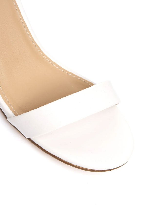 Elodie Gold Trim Anklestrap Sandal in white Matt