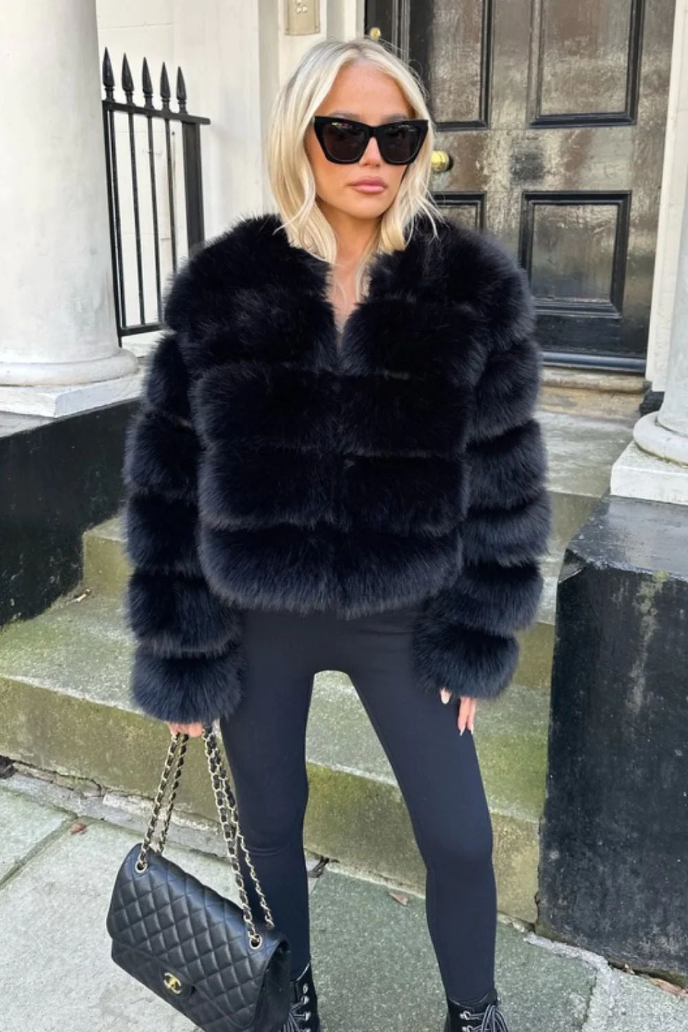 FAUX FUR BLACK JACKET