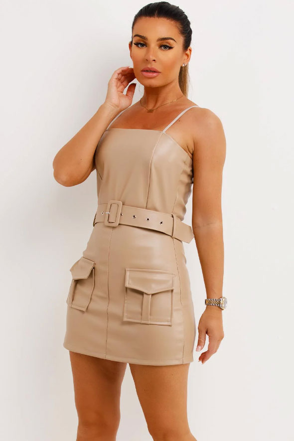 Cargo Playsuit With Belt Beige