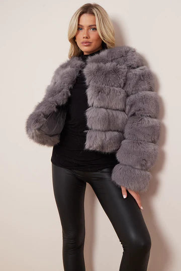 Grey Super Soft Faux Fur Jacket