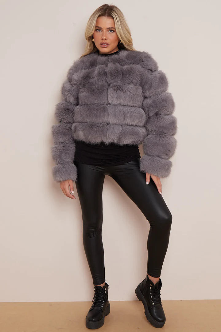 Grey Super Soft Faux Fur Jacket