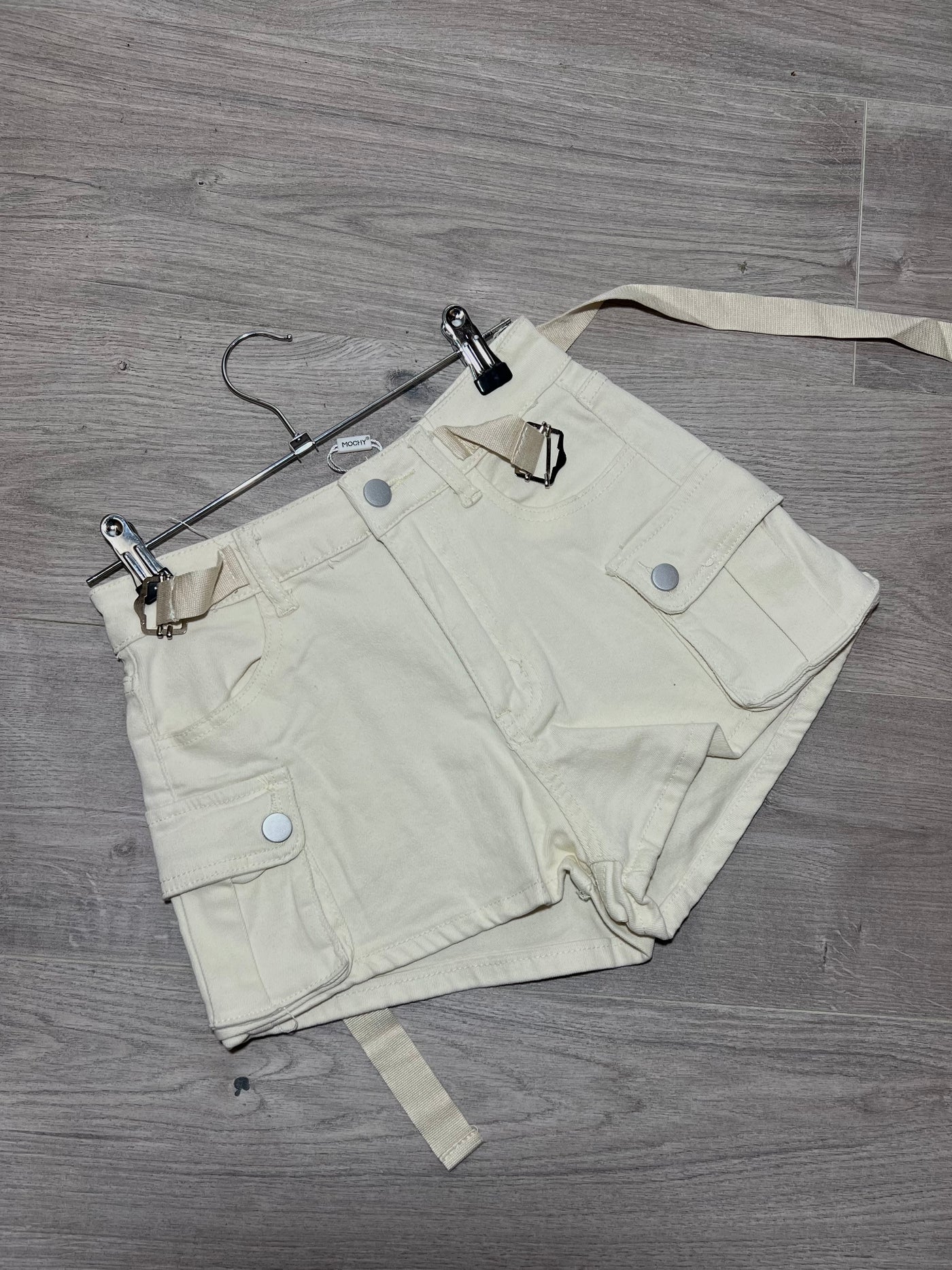 Oat cargo style denim shorts