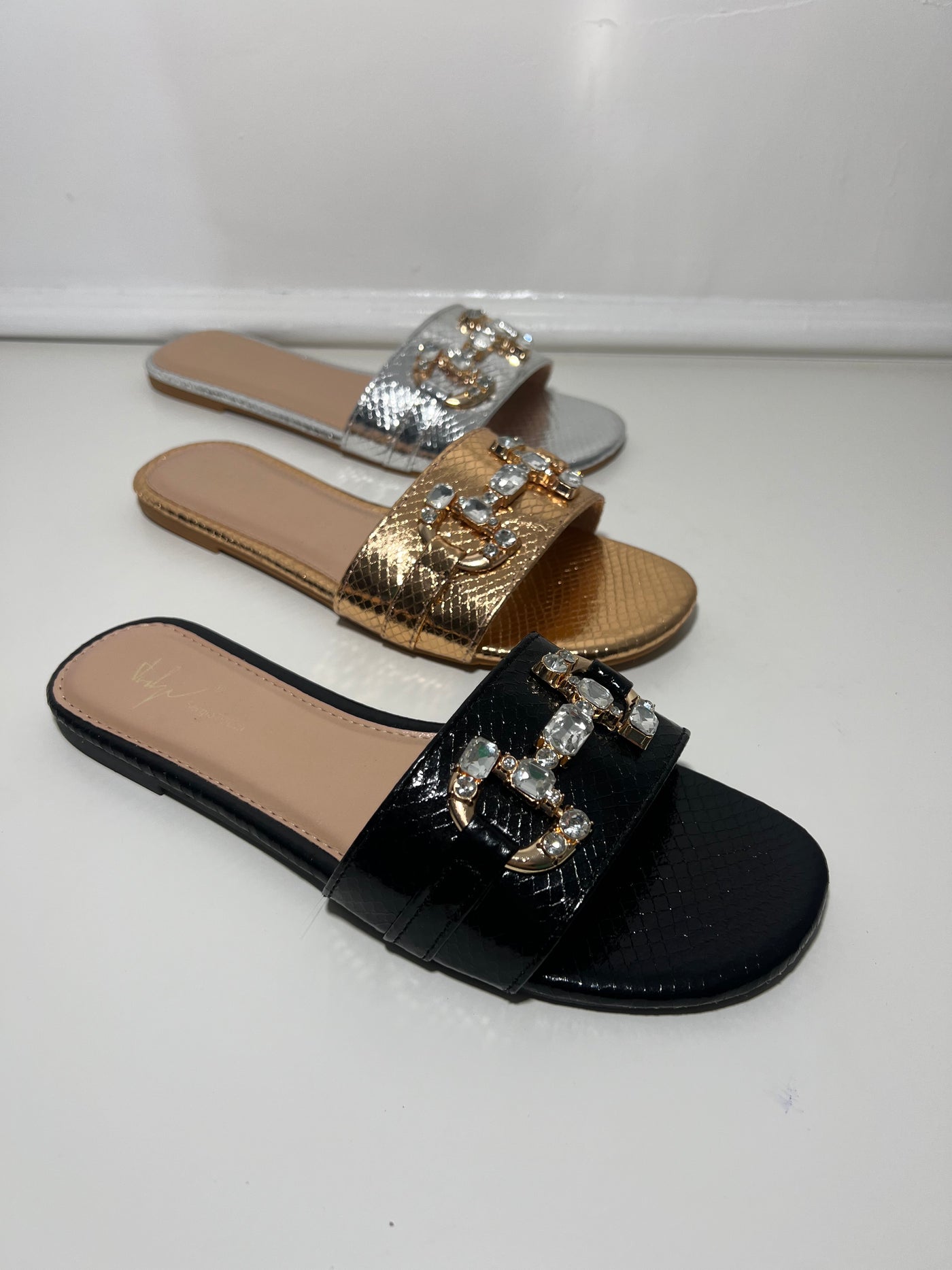 Black Chrome buckle Flip Flop sandal