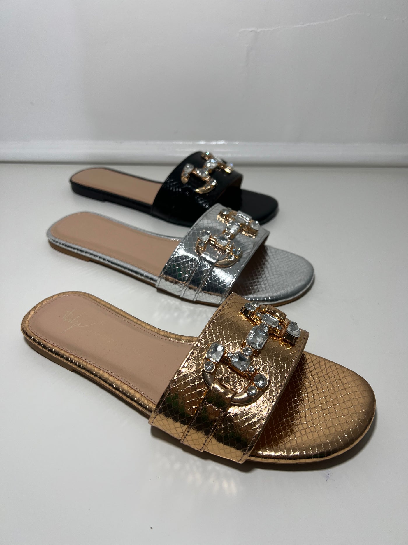 Gold Chrome buckle Flip Flop sandal