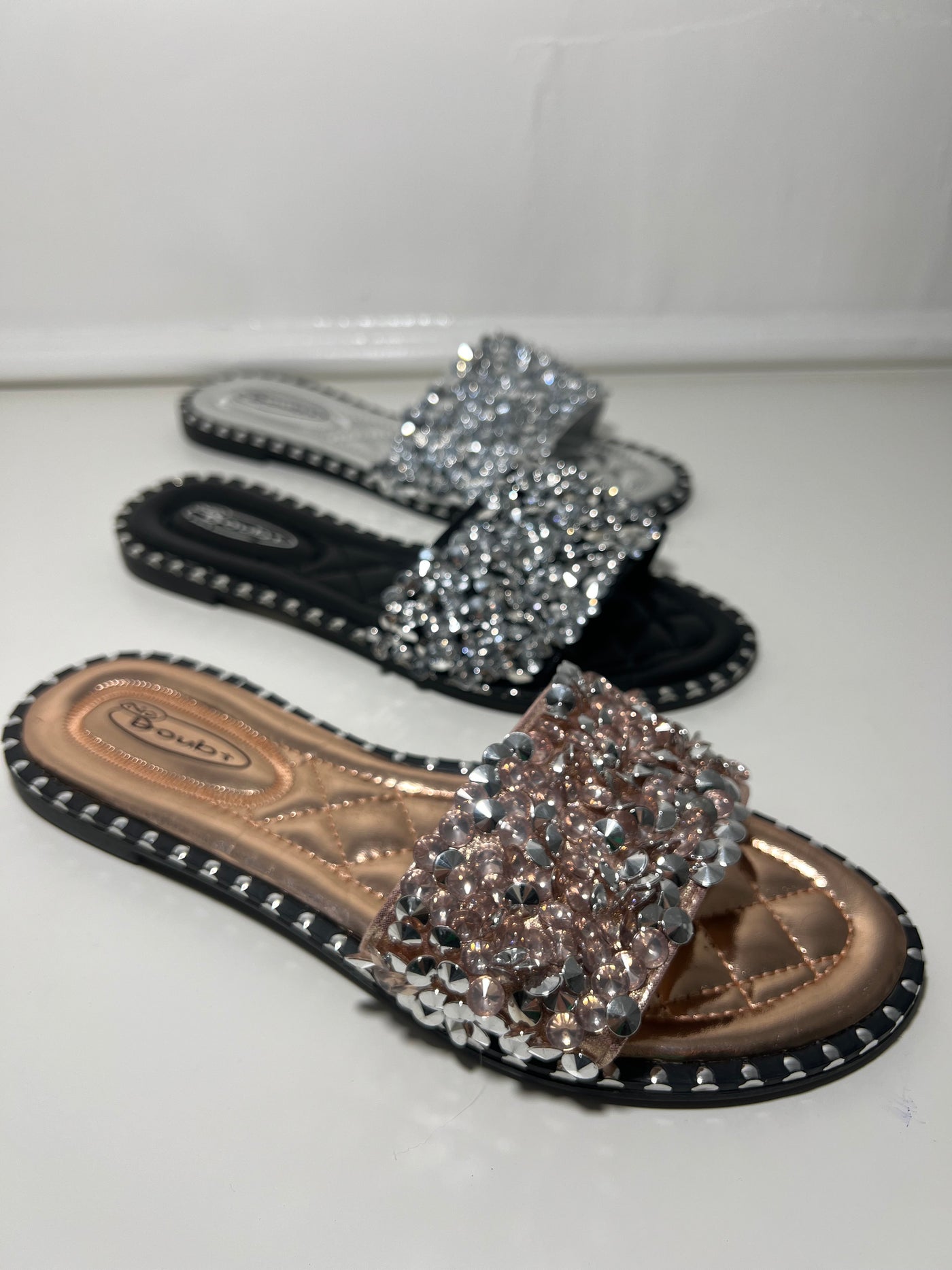 Rose crushed jewel flip flop sandal