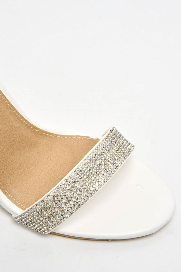 Karla Diamante Band & Heel Anklestrap Sandal in White