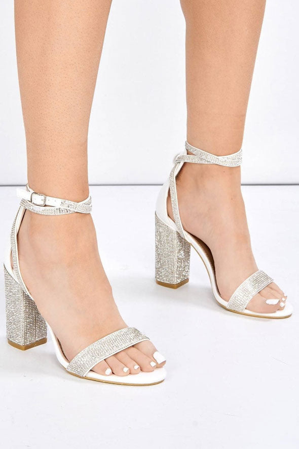 Karla Diamante Band & Heel Anklestrap Sandal in White