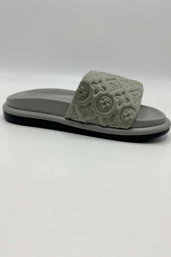 Patterned Band Sliders in Grey