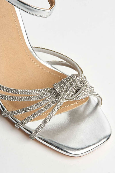 Marina Diamante Embellished Knot Band Sandal in Silver