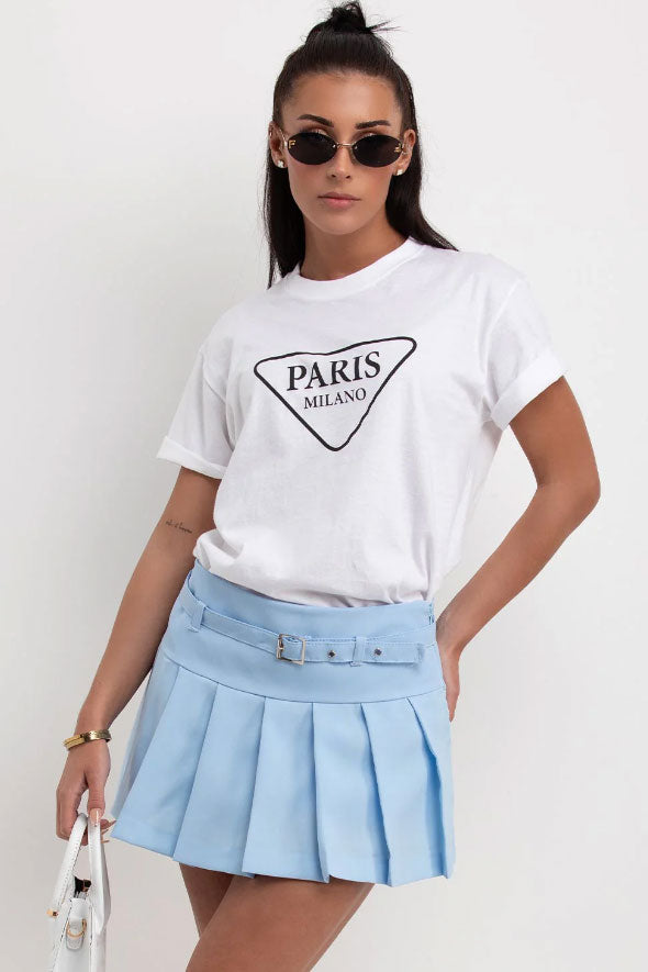 Pleated Mini Skorts Baby Blue