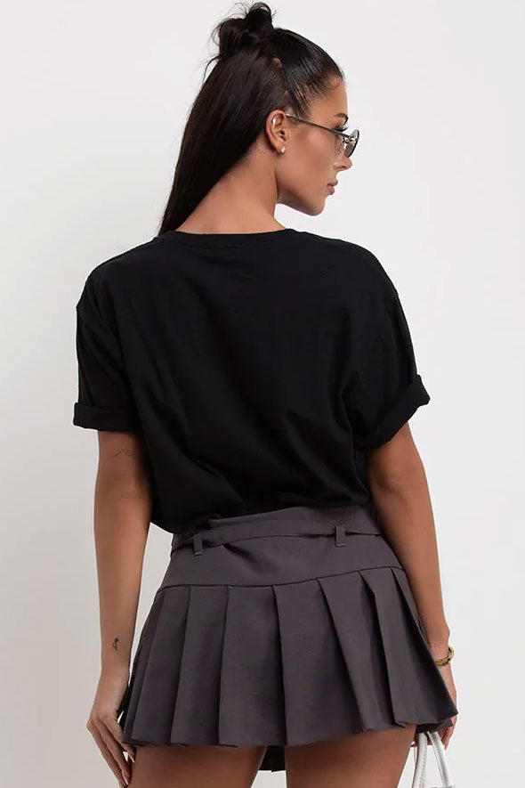 Pleated Mini Skorts Charcoal