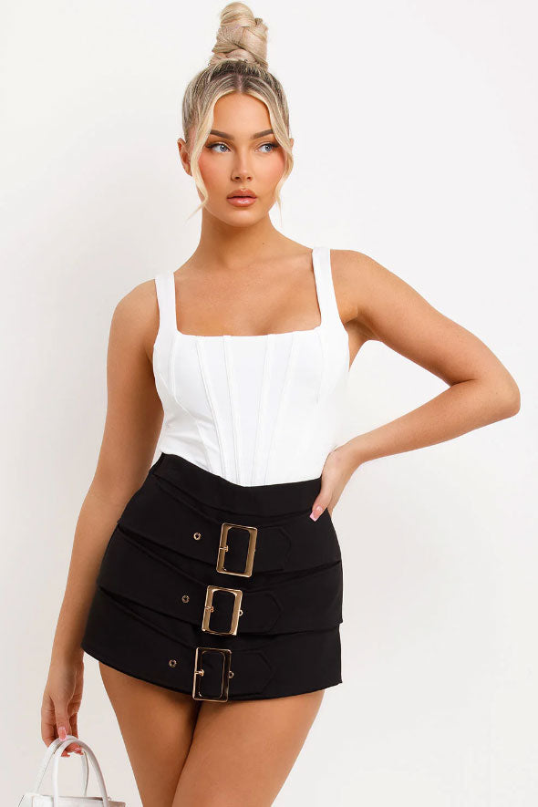 Skort With Buckle Detail Black