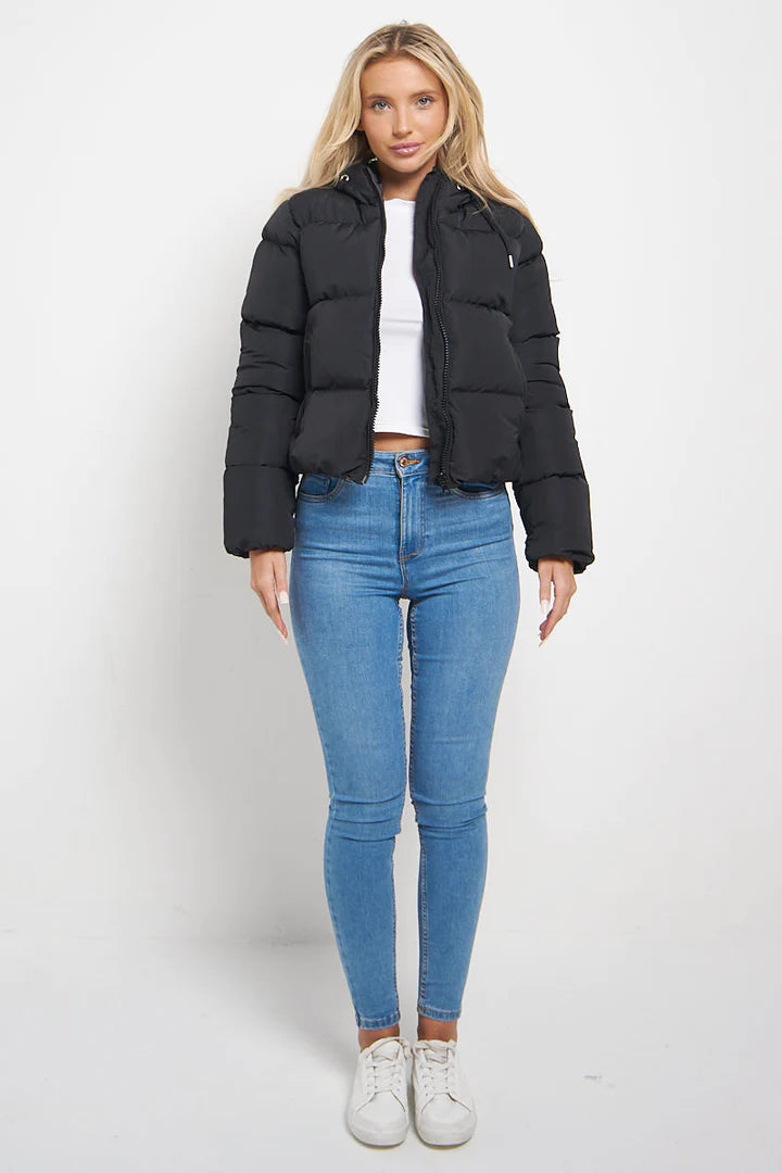 Black Hooded Padded Puffer Jacket