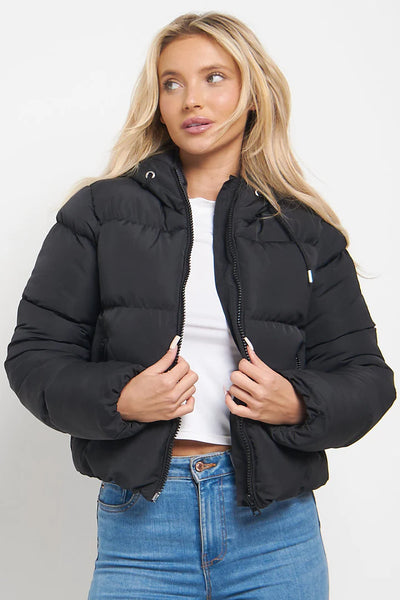 Black Hooded Padded Puffer Jacket