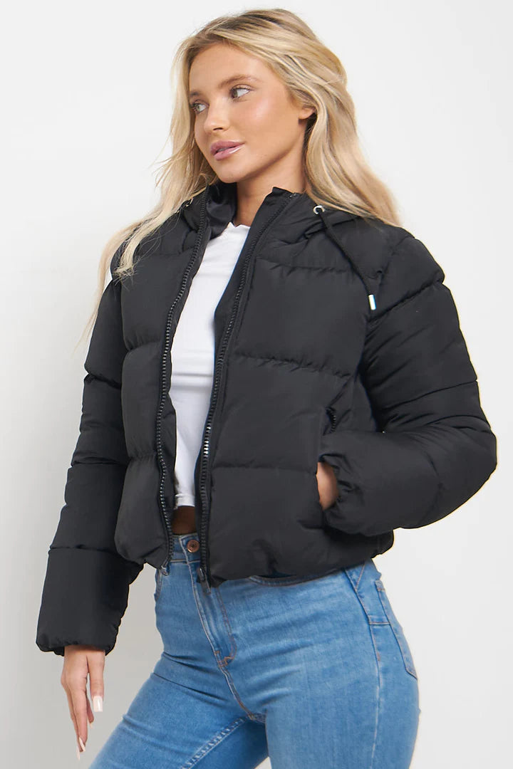 Black Hooded Padded Puffer Jacket