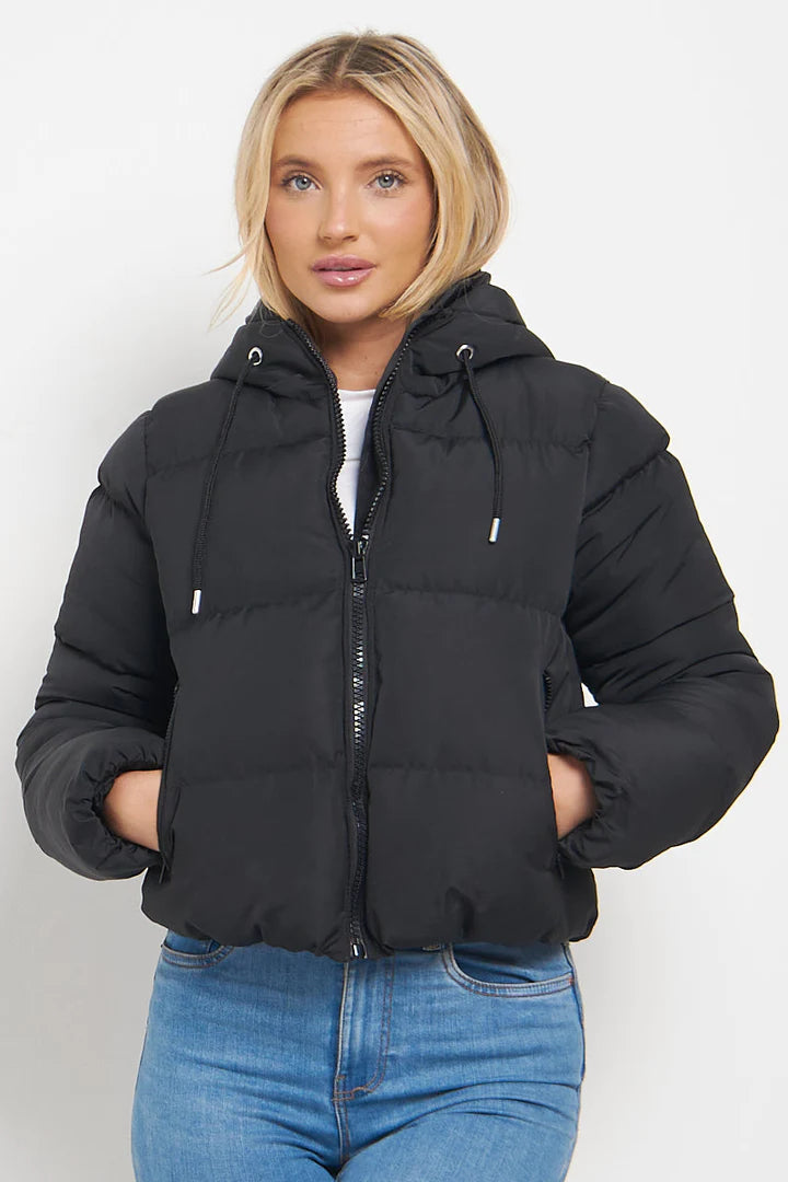 Black Hooded Padded Puffer Jacket