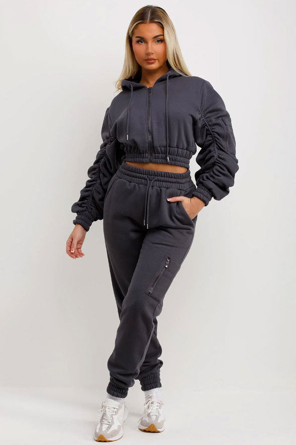 Tracksuit With Ruched Sleeves Charcoal