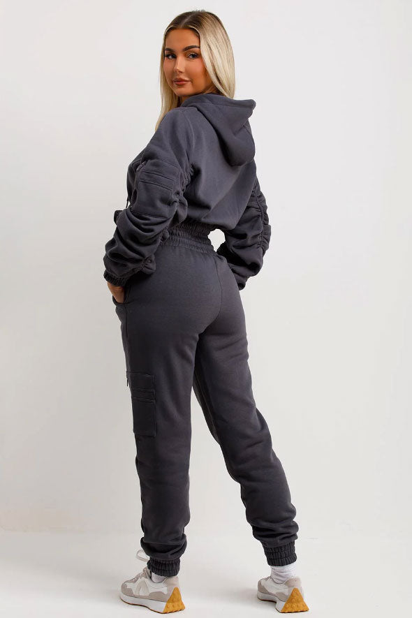 Tracksuit With Ruched Sleeves Charcoal