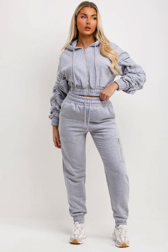 Tracksuit With Ruched Sleeves Grey