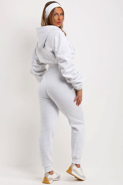 Tracksuit With Ruched Sleeves Grey Marl