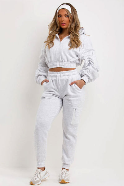 Tracksuit With Ruched Sleeves Grey Marl