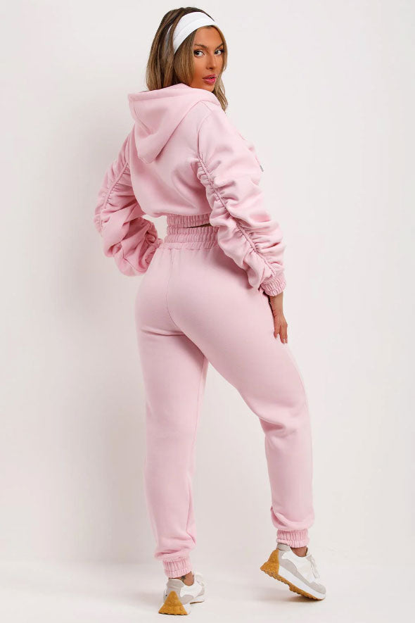 Tracksuit With Ruched Sleeves Pink