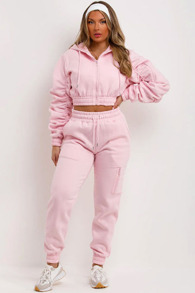 Tracksuit With Ruched Sleeves Pink