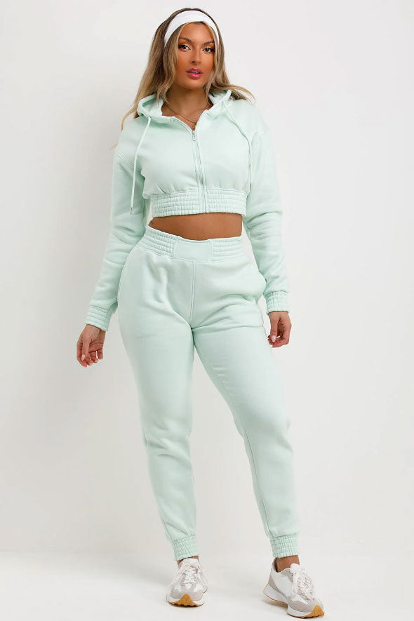 Tracksuit With Zip Front Cropped Mint