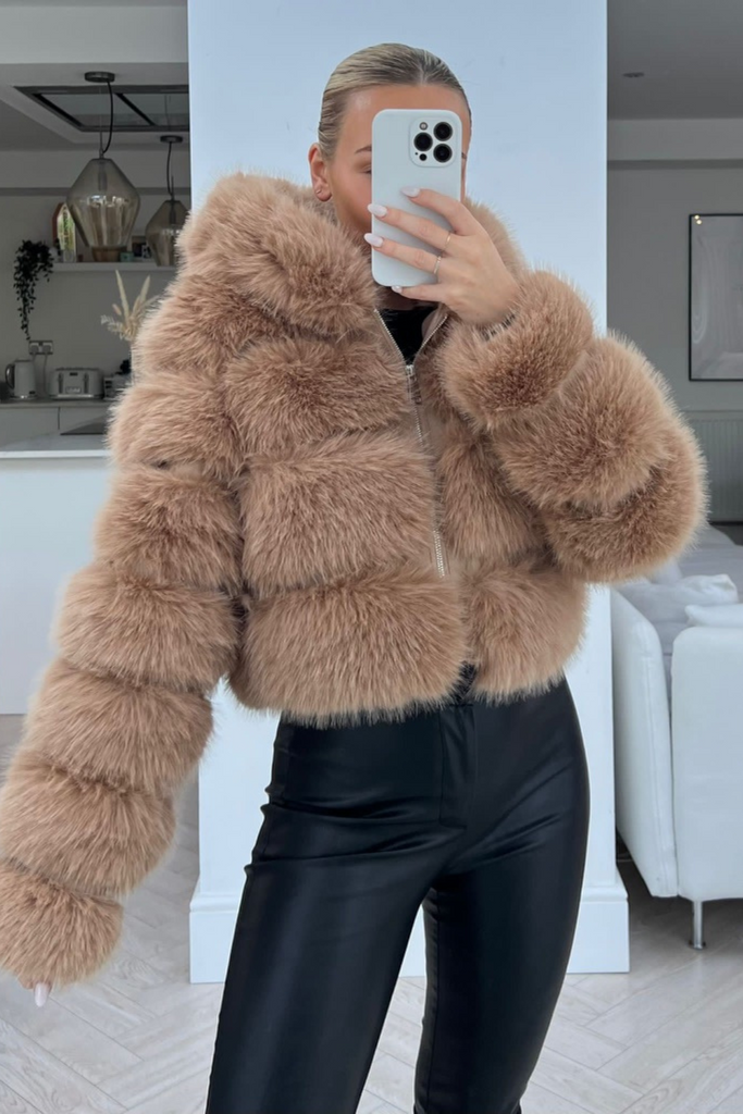 Popular Beige fur jacket