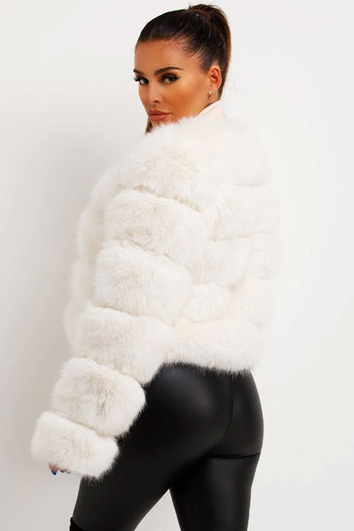 White Faux Fur Bubble Coat