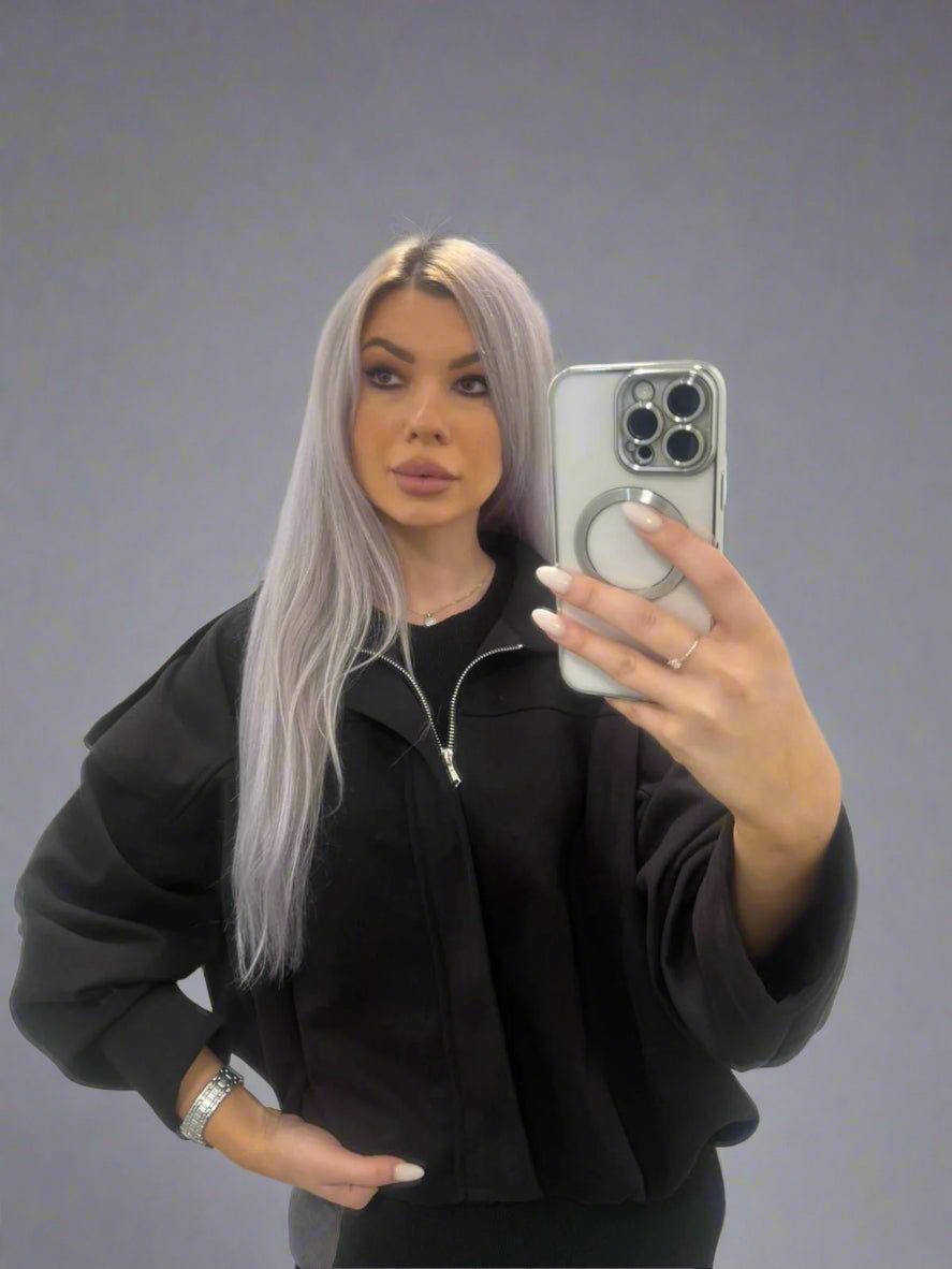 New Romantic Suedette Bomber Jacket Black