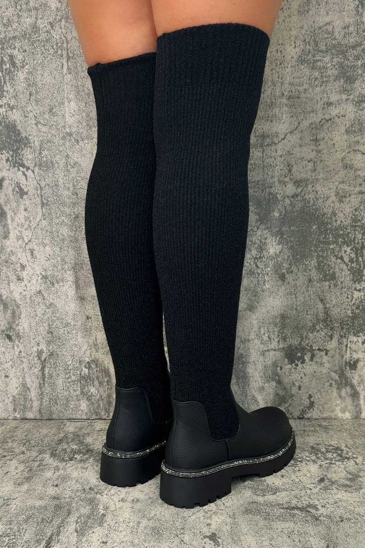 Black high sock boots best sale