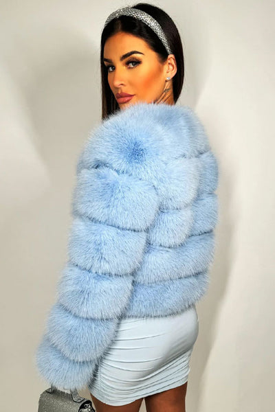 Sky Blue Faux Fur Bubble Coat