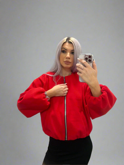 Oversized Bomber Jacket Red