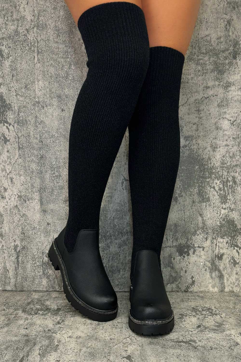 Over The Knee Sock Boots Black