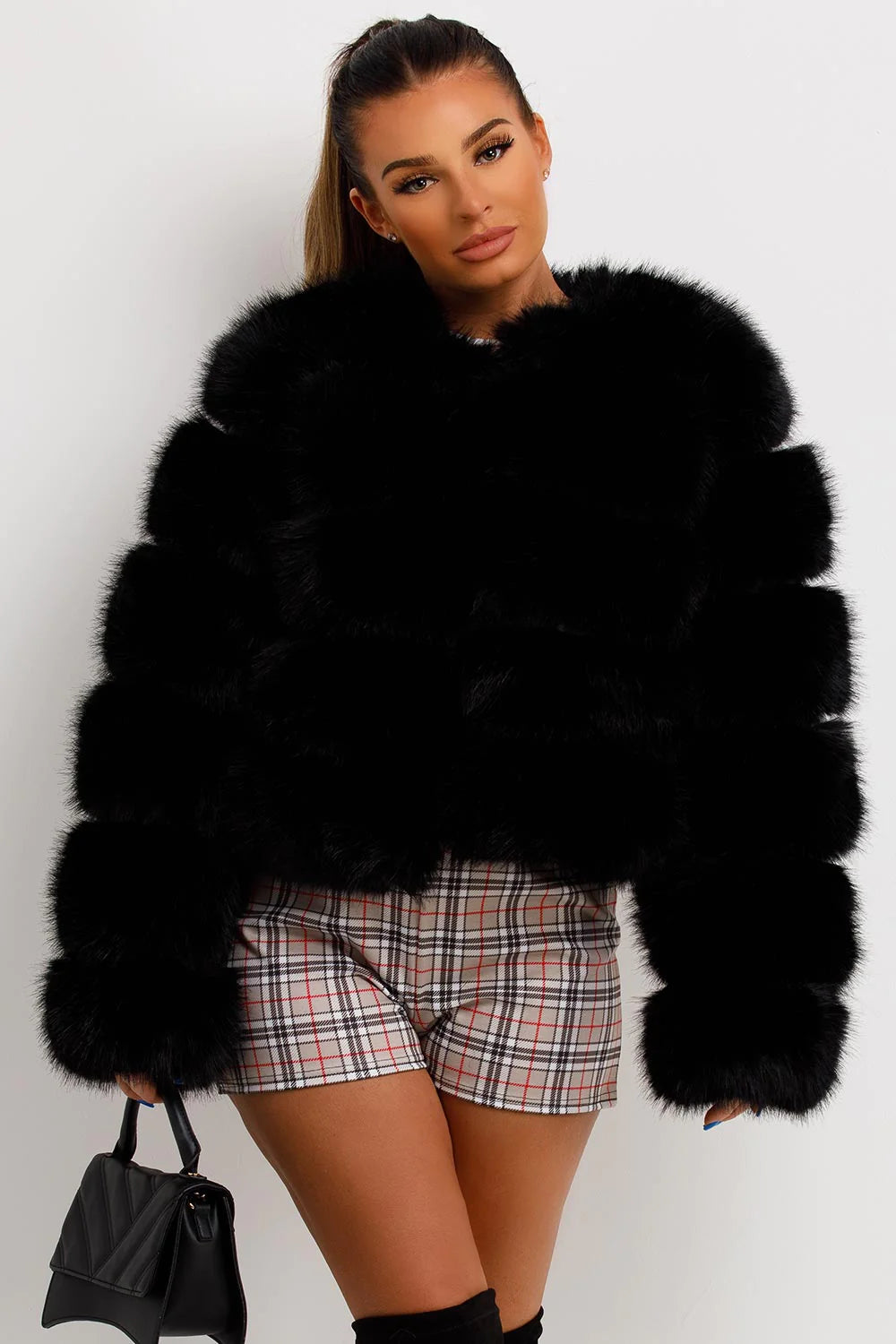 Black Faux Fur Bubble Coat Looking Good Boutique