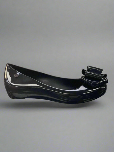 Bow Gloss Jelly Pumps- Black