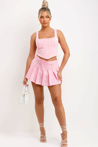 Corset Crop Top Boned Pink