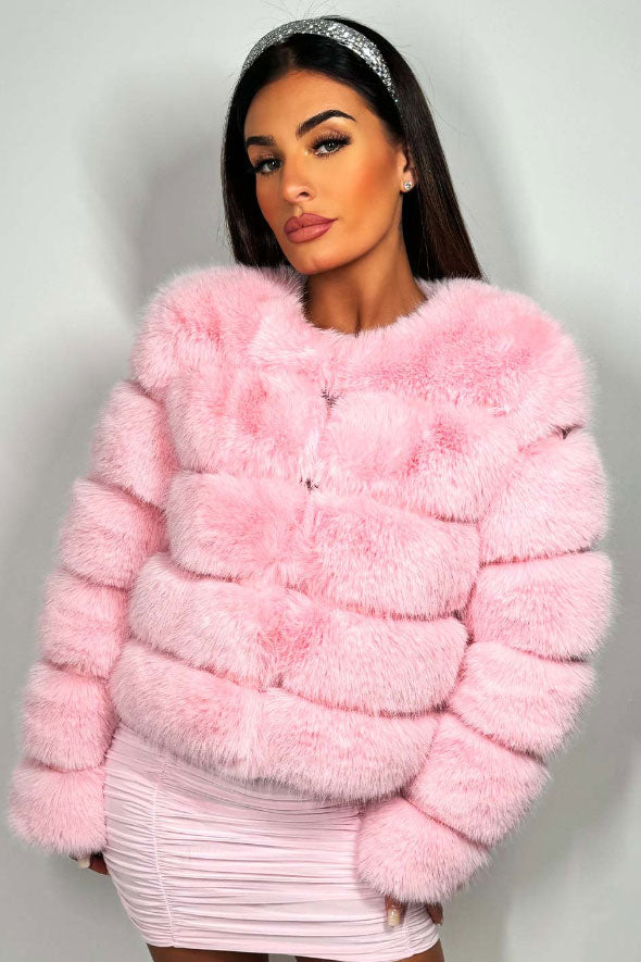 Baby Pink Faux Fur Bubble Coat