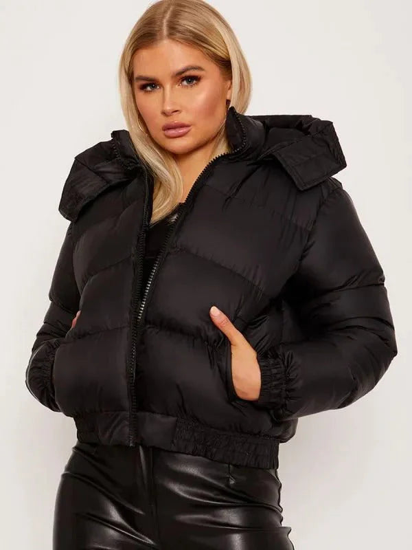 Black Hooded Padded Puffer Jacket