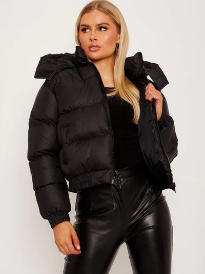 Black Hooded Padded Puffer Jacket