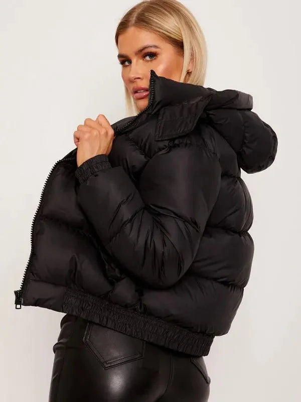 Black Hooded Padded Puffer Jacket