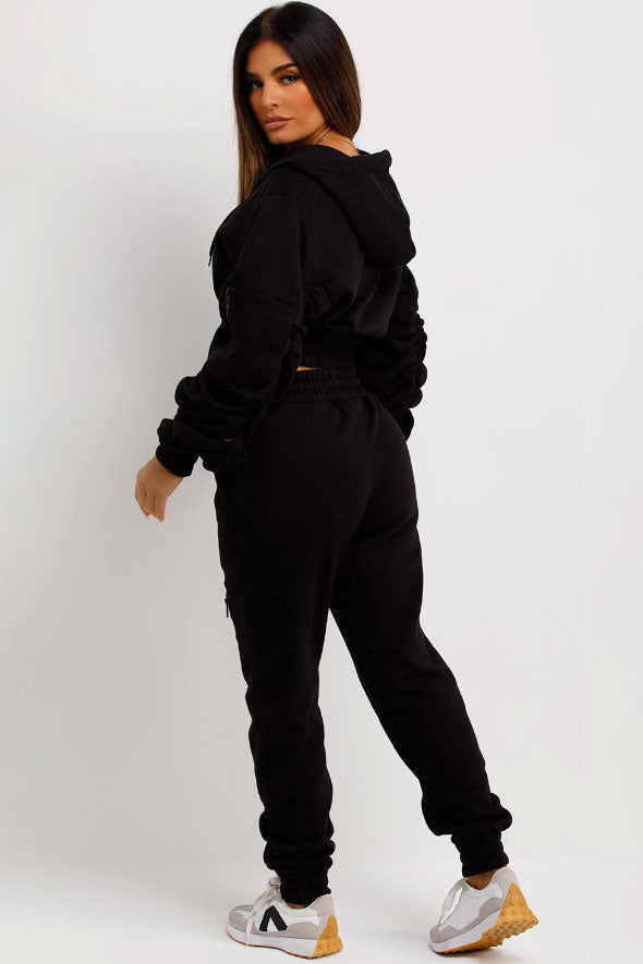 Tracksuit With Ruched Sleeves Black