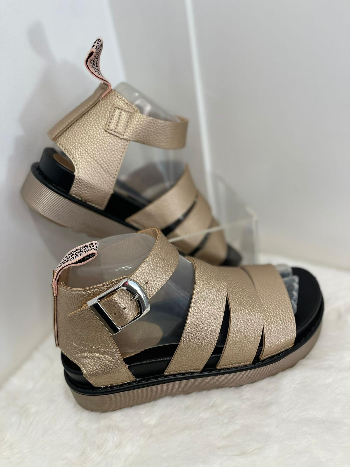 Gold chunky strap sandal