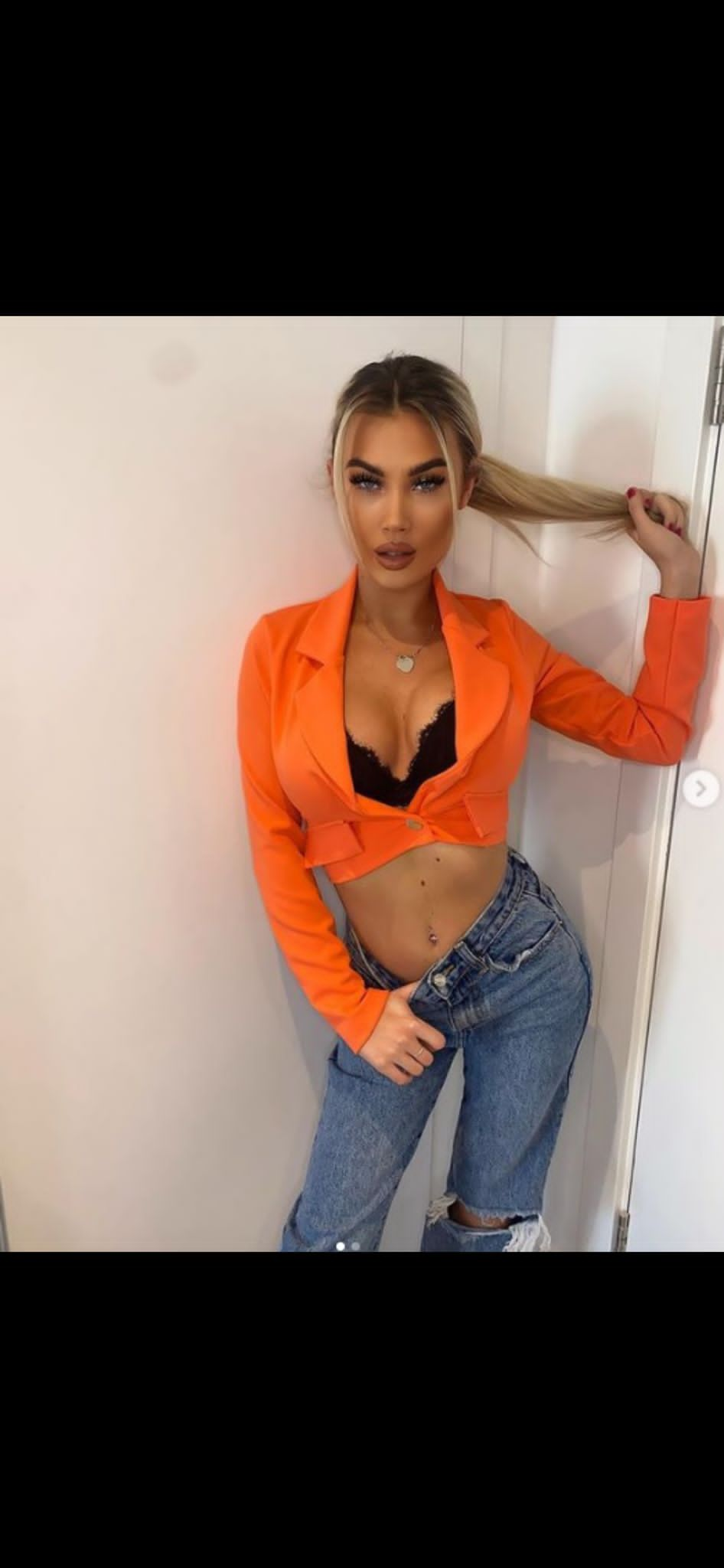 Orange cropped blazer