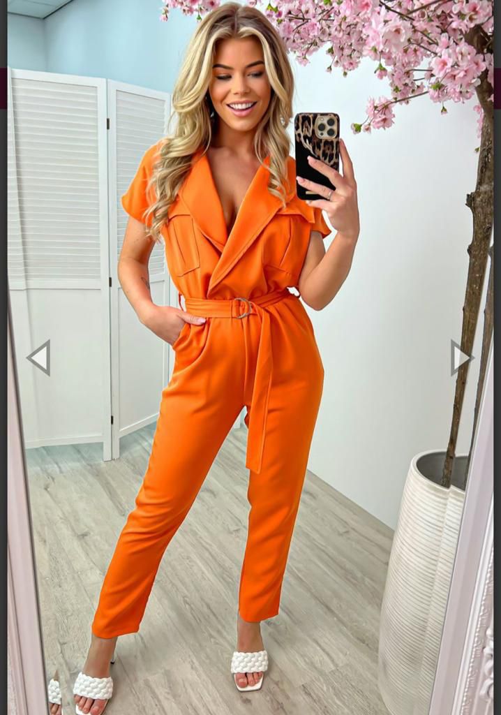 Orange Belted Play Suit